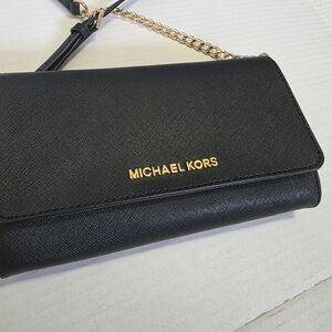 Michael Kors Black Saffiano Crossbody with Gold Hardware